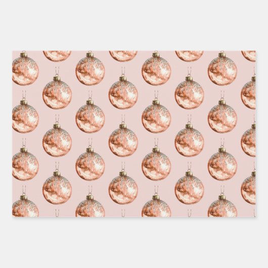 Rose Gold Schneeflocken Ornamente Weihnachten Geschenkpapier Set (Vorderseite 3)