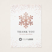 Rose gold Schneeflocken Weihnachten Danke Beilage (Vorderseite)