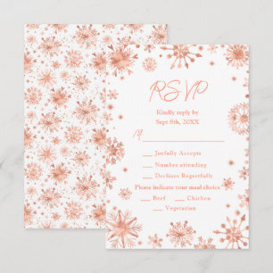 Rose Gold Schneeflocken Winter-Menüwahl RSVP Karte