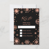 Rose Gold Schneeflocken Winter RSVP Karte (Vorderseite)