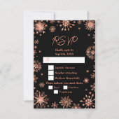 Rose Gold Schneeflocken Wintermesse RSVP Karte (Vorderseite)