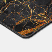 Rose Gold Schnürschwarz Marmormonogramm Schreibtischunterlage (Ecke)