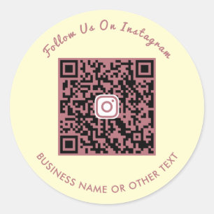 Rose Gold Schrift Instagram QR Code Folge uns Runder Aufkleber