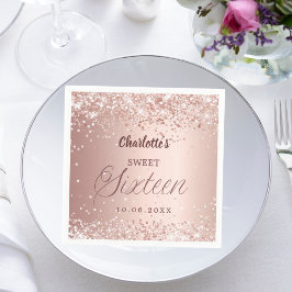 Rose Gold Schriftzug Sweet 16 Serviette