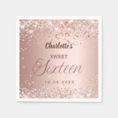 Rose Gold Schriftzug Sweet 16 Serviette (Vorderseite)