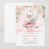 Rose Gold Schwan Tutu Ballerina Kleid floral Einladung (Vorne/Hinten)