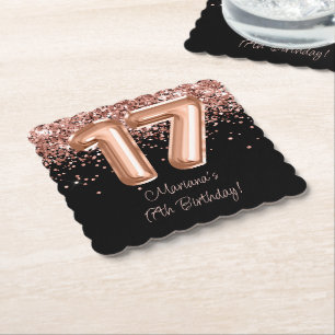 Rose Gold Schwarz 17. Geburtstagsfeier Untersetzer