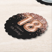 Rose Gold Schwarz 18. Geburtstagsfeier Untersetzer (angewinkelt)