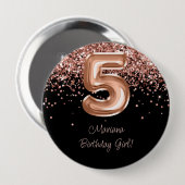 Rose Gold Schwarz 5. Geburtstagsfeier Button (Vorne & Hinten)