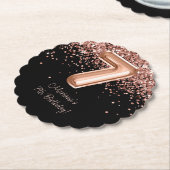 Rose Gold Schwarz 7. Geburtstagsfeier Untersetzer (angewinkelt)