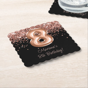 Rose Gold Schwarz 8. Geburtstagsfeier Untersetzer