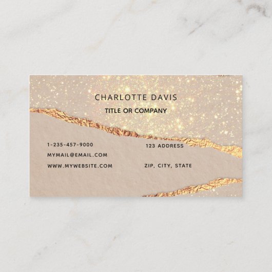 Rose Gold Schwarz-Agar-Marmor Monogramm Initialen Visitenkarte (Rückseite)