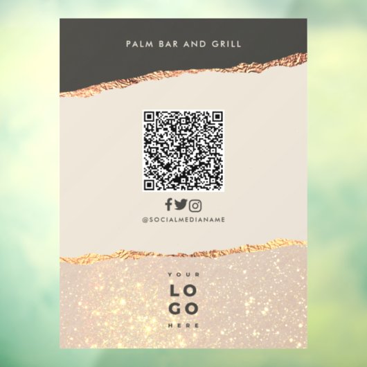 Rose Gold Schwarz Bar Preis QR-Code Fensteraufkleber (Blatt 3)