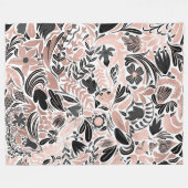 Rose Gold Schwarz Blütenblatt Illustrationsmuster Fleecedecke (Vorderseite (Horizontal))