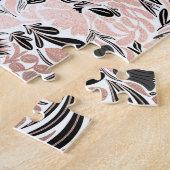 Rose Gold Schwarz Blütenblatt Illustrationsmuster Puzzle (Seite)