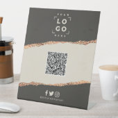 Rose Gold Schwarz elegante moderne QR-Codemarkieru Sockelschild (In Situ)