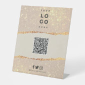 Rose Gold Schwarz elegante moderne QR-Codemarkieru Sockelschild (Vorderseite)