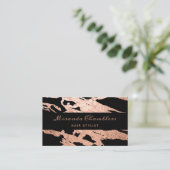 Rose Gold - Schwarz Eleganter rosafarbener Marmor Visitenkarte (Stehend Vorderseite)