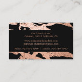 Rose Gold - Schwarz Eleganter rosafarbener Marmor Visitenkarte (Rückseite)