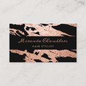 Rose Gold - Schwarz Eleganter rosafarbener Marmor Visitenkarte (Vorderseite)