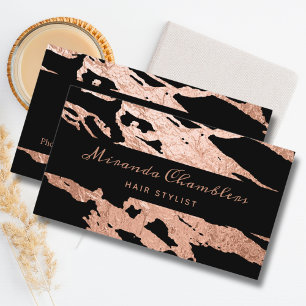 Rose Gold - Schwarz Eleganter rosafarbener Marmor Visitenkarte