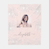 Rose gold Schwarz Glitzer Foto Fleecedecke (Vorderseite)