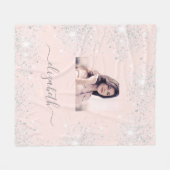 Rose gold Schwarz Glitzer Foto Fleecedecke (Vorderseite (Horizontal))