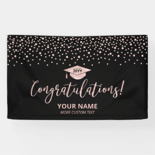 Rose Gold Schwarz Konfetti Gratulation Abschluss Banner