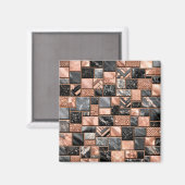 Rose Gold Schwarz Marmor Mosaik Magnet (Vorderseite/Rückseite)