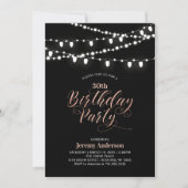 Rose gold & schwarz Moderne 60. Erwachsene Geburts Einladung (Vorderseite)