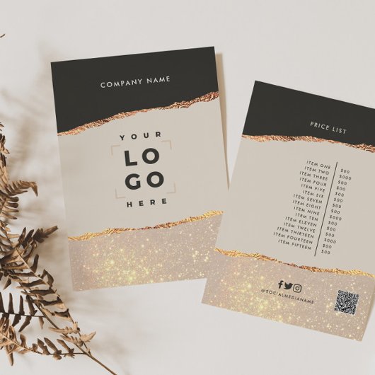 Rose Gold Schwarz Moderne Girly Preis QR-Code Einladung