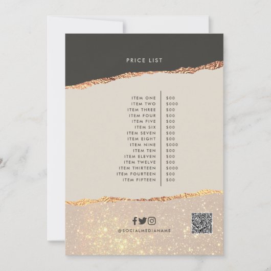 Rose Gold Schwarz Moderne Girly Preis QR-Code Einladung (Vorderseite)