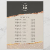 Rose Gold Schwarz Moderne Girly Preis QR-Code Flyer (Vorne)