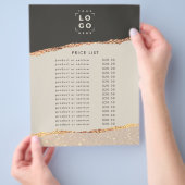 Rose Gold Schwarz Moderne Girly Preis QR-Code Flyer (Hand)