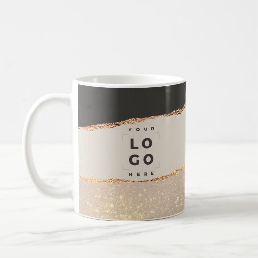 Rose Gold Schwarz Moderne Girly Preis QR-Code Kaffeetasse (Links)