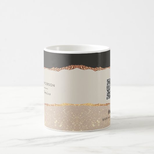 Rose Gold Schwarz Moderne Girly Preis QR-Code Kaffeetasse (Mittel)