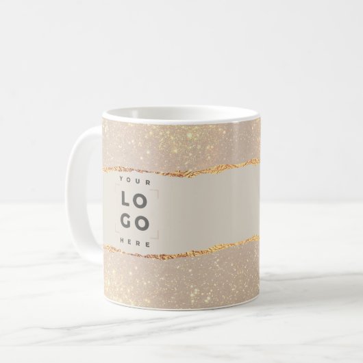Rose Gold Schwarz Moderne Girly Preis QR-Code Kaffeetasse (Vorderseite Links)