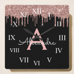 Rose Gold - Schwarz Rosa Glitzer Schwarzes Monogra Quadratische Wanduhr<br><div class="desc">Rose Gold - Schwarz Rosa und Schwarz Sparkle Glitzer Monogram Name und Erstklassiges Wall Clock. Das macht den perfekten süßen 16 Geburtstag,  Hochzeit,  Brautparty,  Jubiläum,  Babydusche oder Junggeselinnen-Abschied Geschenk für jemanden,  der Lieben glamourösen Luxus und schicke Stile.</div>