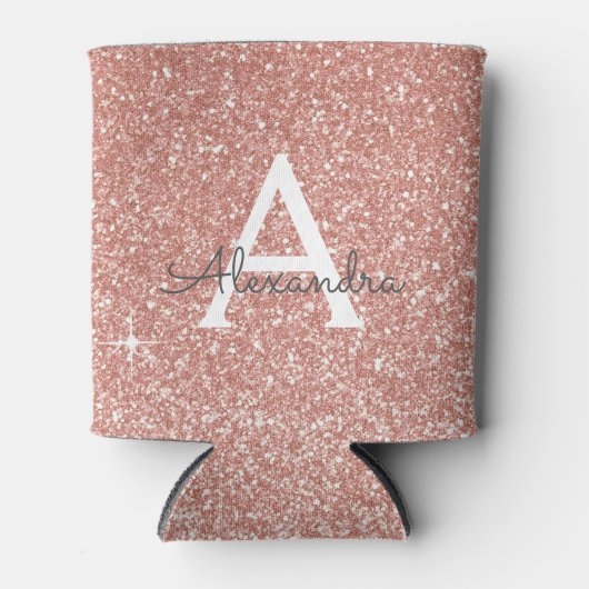 Rose Gold - Schwarz Rosa Glitzer Sparklogramm Dosenkühler (Vorderseite)