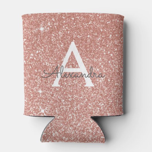 Rose Gold - Schwarz Rosa Glitzer Sparklogramm Dosenkühler (Rückseite)