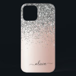 Rose Gold - Schwarz Rosa Silber Glitzer Monogramm Case-Mate iPhone Hülle<br><div class="desc">Rose Gold - Rosa und Silber Imitate Foil metallische Sparkle und Tropfen Glitzer gebürstete Metal Monogram Name und erste Telefon. Das macht den perfekten 16 Geburtstag,  Hochzeit,  Brautparty,  Jubiläum,  Babydusche oder Junggeselinnen-Abschied Geschenk für jemanden,  der Lieben glamourösen Luxus und schicke Stile.</div>