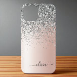 Rose Gold - Schwarz Rosa Silber Glitzer Monogramm Case-Mate iPhone Hülle<br><div class="desc">Rose Gold - Rosa und Silber Imitate Foil metallische Sparkle und Tropfen Glitzer gebürstete Metal Monogram Name und erste Telefon. Das macht den perfekten 16 Geburtstag,  Hochzeit,  Brautparty,  Jubiläum,  Babydusche oder Junggeselinnen-Abschied Geschenk für jemanden,  der Lieben glamourösen Luxus und schicke Stile.</div>