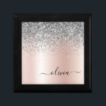 Rose Gold - Schwarz Rosa Silber Glitzer Monogramm Erinnerungskiste<br><div class="desc">Rose Gold - Rosa und Silberne Imitate Foil metallic Sparkle Glitzer gebürstete Metal Monogram Name Juwelier Keepake Box. Dies macht den perfekten Abschluss,  Geburtstag,  Hochzeit,  Brautparty,  Jubiläum,  Babydusche oder Junggeselinnen-Abschied Geschenk für jemanden,  die Lieben glamourösen Luxus und schicke Stile.</div>