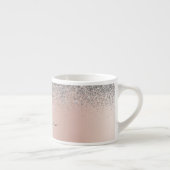 Rose Gold - Schwarz Rosa Silber Glitzer Monogramm Espressotasse (Rechts)
