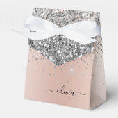 Rose Gold - Schwarz Rosa Silber Glitzer Monogramm Geschenkschachtel (Vorderseite)