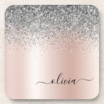Rose Gold - Schwarz Rosa Silber Glitzer Monogramm Getränkeuntersetzer<br><div class="desc">Rose Gold - Rosa- und Silberne Imitate Foil metallic Sparkle Glitzer gebürstete Metal Monogram Name Paper Untersetzer. Dies macht den perfekten Abschluss,  Geburtstag,  Hochzeit,  Brautparty,  Jubiläum,  Babydusche oder Junggeselinnen-Abschied Geschenk für jemanden,  die Lieben glamourösen Luxus und schicke Stile.</div>