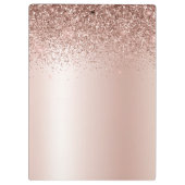 Rose Gold - Schwarz Rosa Silber Glitzer Monogramm Klemmbrett (Rückseite)