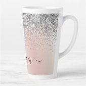 Rose Gold - Schwarz Rosa Silber Glitzer Monogramm Milchtasse (Rechts)