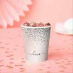 Rose Gold - Schwarz Rosa Silber Glitzer Monogramm Pappbecher<br><div class="desc">Rose Gold - Rosa und Silber Imitate Glitzer und sparkle elegante Monogram Geburtstag,  Hochzeit,  Brautparty oder Junggeselinnen-Abschied Cup. Dieser Geburtstagsparty Cup kann auf Ihren Vor- und Erstnamen angepasst werden. Bitte kontaktieren Sie den Designer,  um passende Artikel zu erhalten.</div>