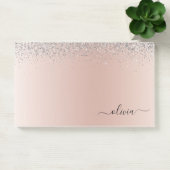 Rose Gold - Schwarz Rosa Silber Glitzer Monogramm Post-it Klebezettel (Büro)